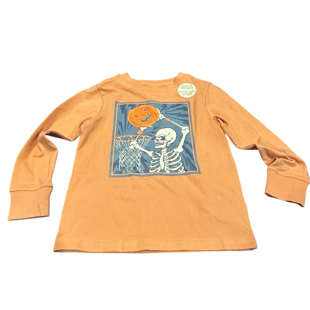 Tommy Bahama Halloween Glow-in-the-Dark Skeleton Pumpkin Dunk Shirt Size 4T NWT
